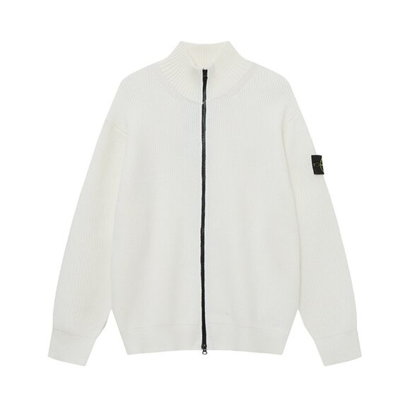Stone Island White Full-Zip Sweater - Picture 1 of 2